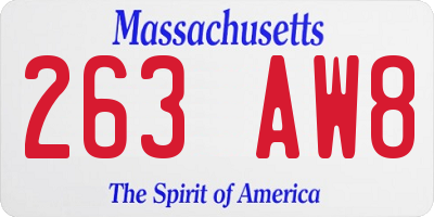 MA license plate 263AW8