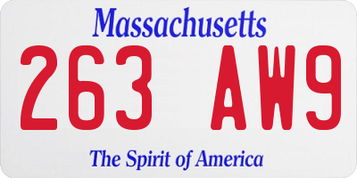 MA license plate 263AW9