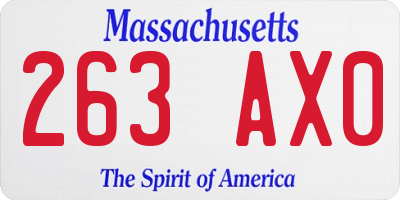 MA license plate 263AX0