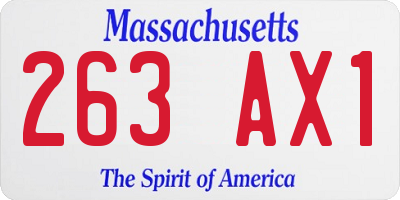 MA license plate 263AX1