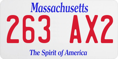 MA license plate 263AX2