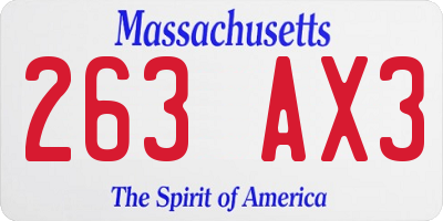 MA license plate 263AX3
