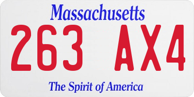 MA license plate 263AX4