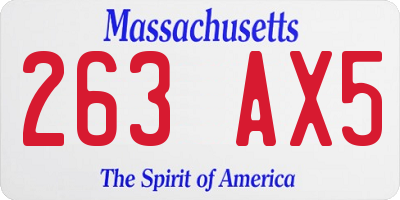 MA license plate 263AX5