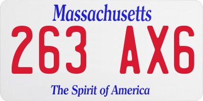 MA license plate 263AX6