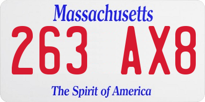 MA license plate 263AX8