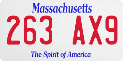 MA license plate 263AX9
