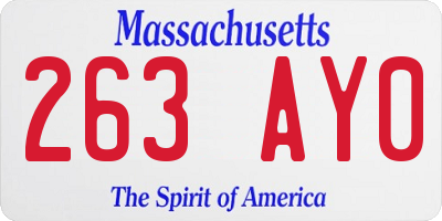 MA license plate 263AY0