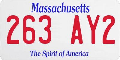 MA license plate 263AY2