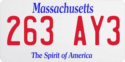 MA license plate 263AY3