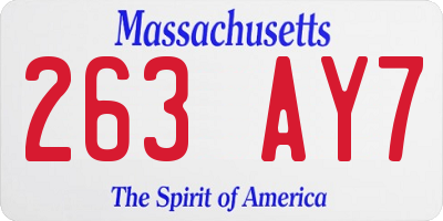 MA license plate 263AY7