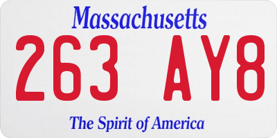 MA license plate 263AY8