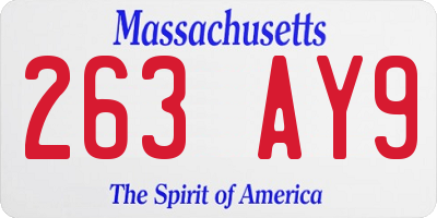 MA license plate 263AY9