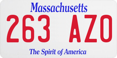 MA license plate 263AZ0
