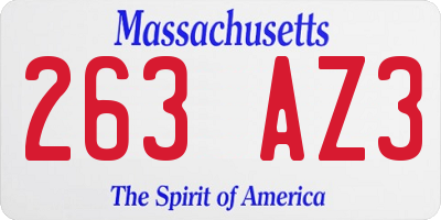 MA license plate 263AZ3