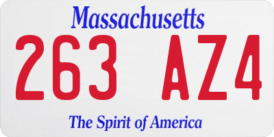MA license plate 263AZ4