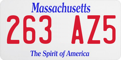 MA license plate 263AZ5