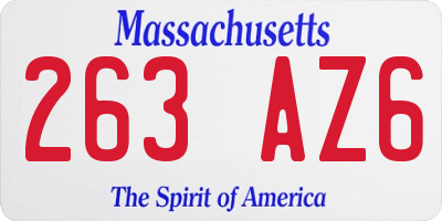 MA license plate 263AZ6