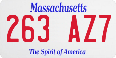 MA license plate 263AZ7
