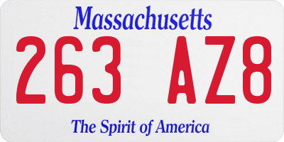 MA license plate 263AZ8
