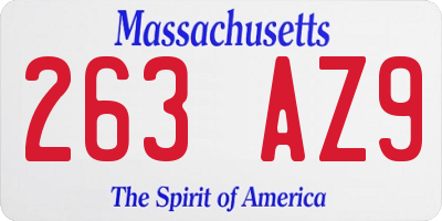 MA license plate 263AZ9