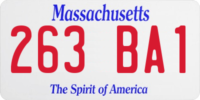MA license plate 263BA1