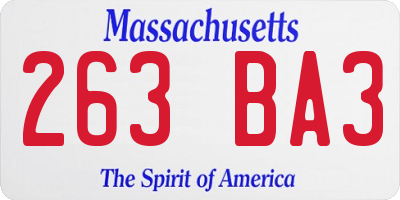 MA license plate 263BA3