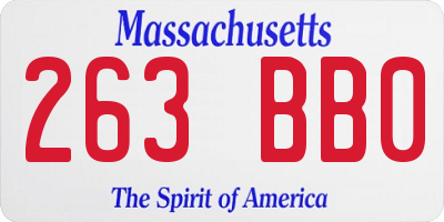 MA license plate 263BB0