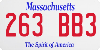 MA license plate 263BB3