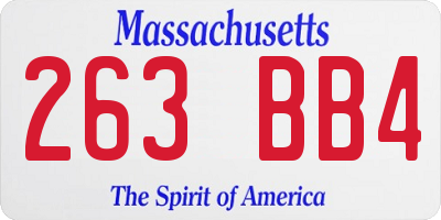 MA license plate 263BB4