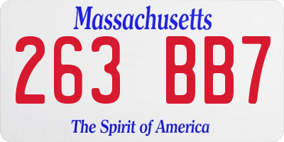 MA license plate 263BB7