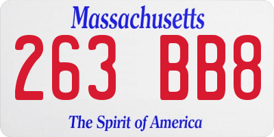 MA license plate 263BB8