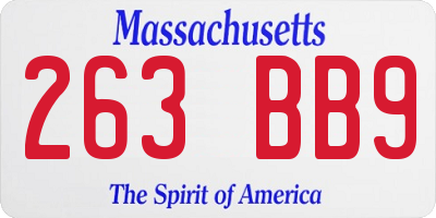 MA license plate 263BB9