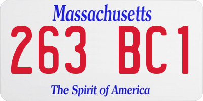 MA license plate 263BC1