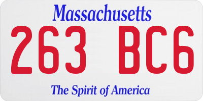 MA license plate 263BC6