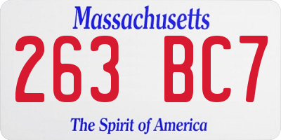 MA license plate 263BC7