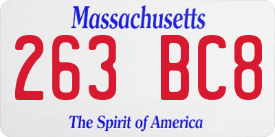MA license plate 263BC8