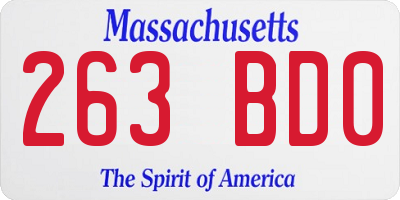 MA license plate 263BD0