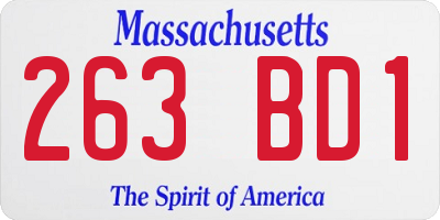 MA license plate 263BD1
