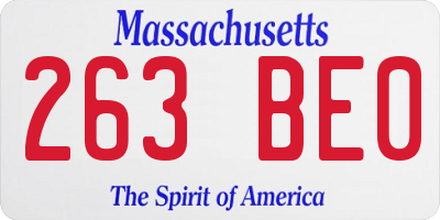 MA license plate 263BE0