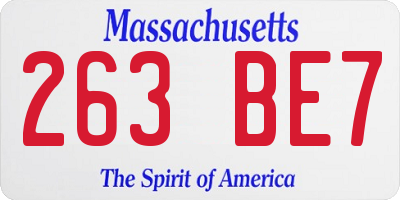 MA license plate 263BE7