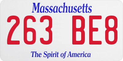 MA license plate 263BE8