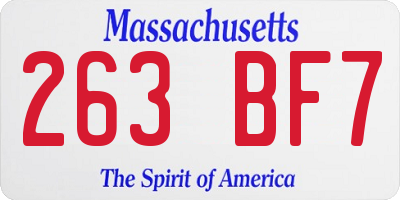 MA license plate 263BF7