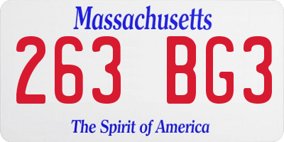 MA license plate 263BG3