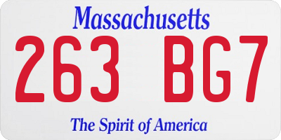 MA license plate 263BG7