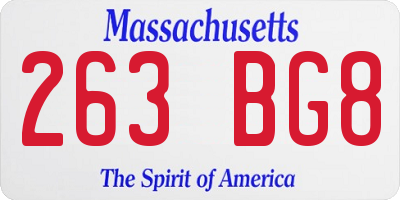 MA license plate 263BG8
