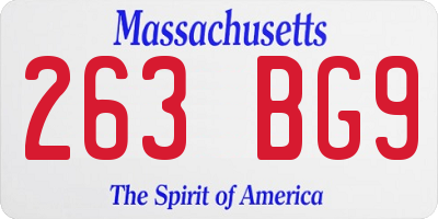MA license plate 263BG9