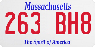 MA license plate 263BH8