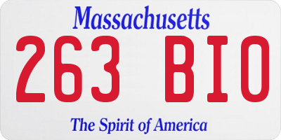 MA license plate 263BI0