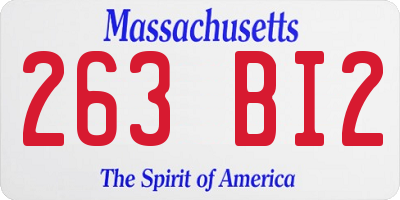 MA license plate 263BI2